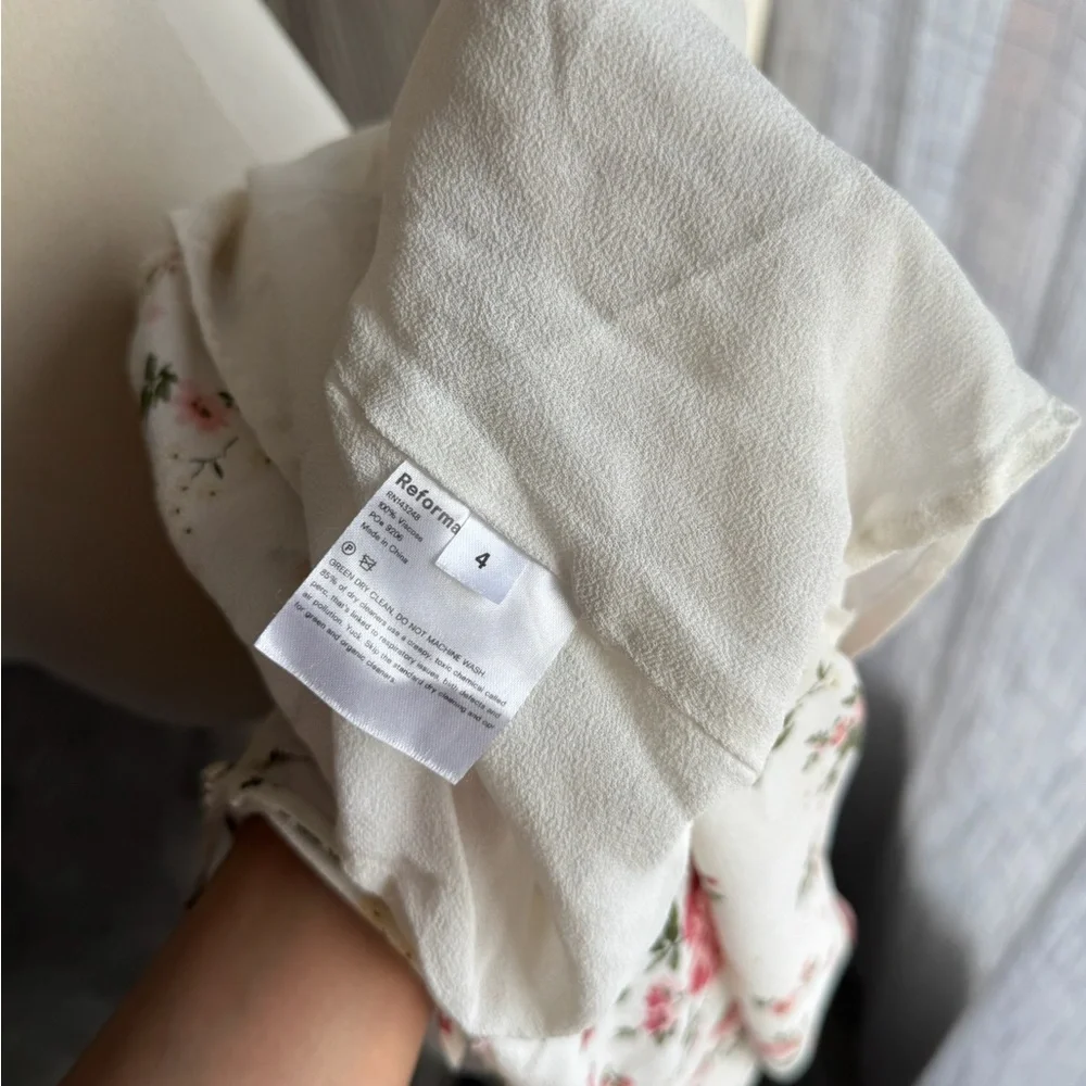 Reformation White Dress with Pink and Green Floral Accents - Picture 5 of 5